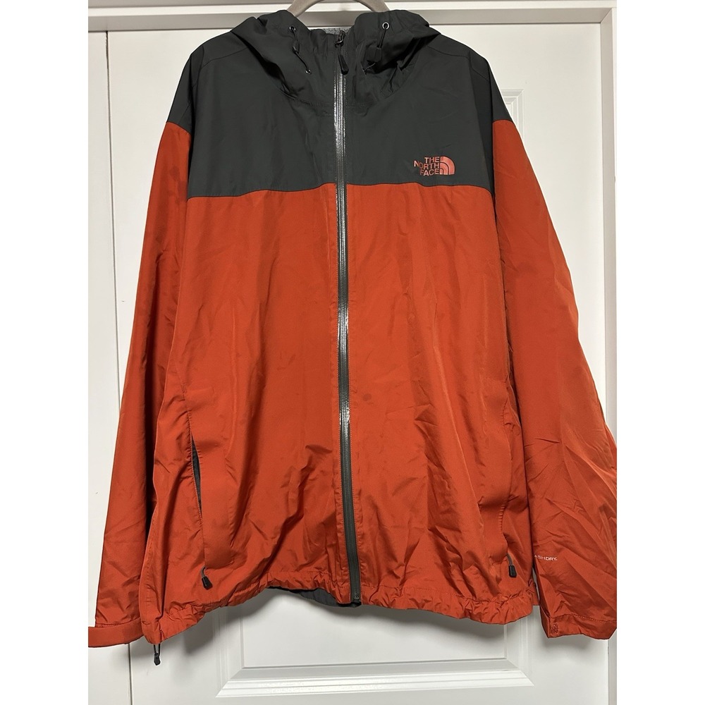 The North‎ Face, Men's Windbreaker, Water Resistant Jacket, Orange & Gray, XXL